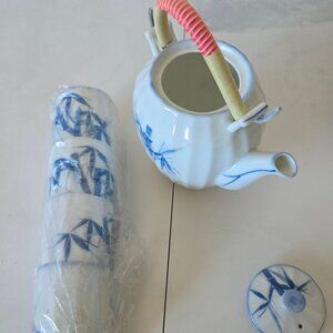 Bamboo Teapot and Teacup (x4) Set [NEW]